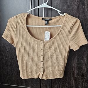 NWT Forever 21 Cropped Snap Closure Button Shirt